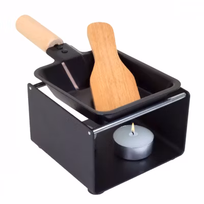 Appareil à raclette à la bougie en métal, spatule et bougies incluses – 1 personne – Linxor