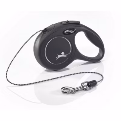 Laisse Flexi Classic Cordon XS 3 m noir chiens max 8 Kg