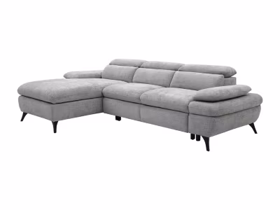 Canapé d&rsquo;angle gauche convertible en tissu texturé gris SURDELI