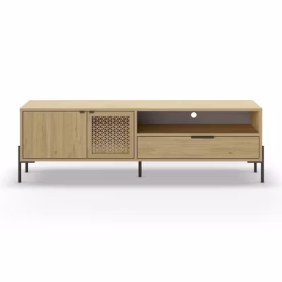 Meuble TV 2 Portes 1 Tiroir 1 Niche L160 cm – Inca