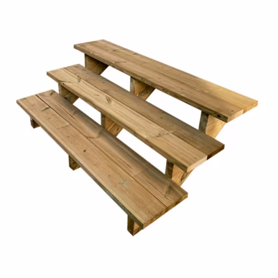 BERLIN Escalier extérieur bois 3 marches H 54cm L-140cm – sans contre marche