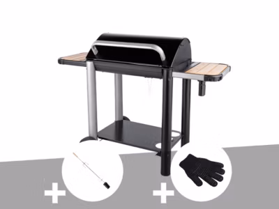 Barbecue charbon Vulcano 3000 + Kit tournebroche + Gant de protection – Somagic