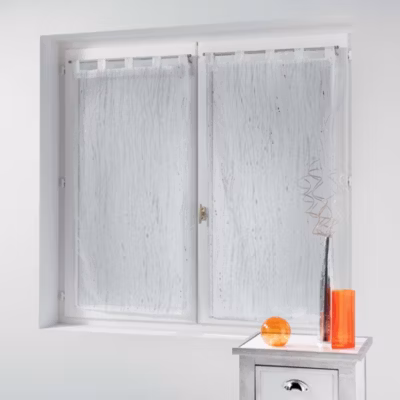 Paire droite passants 2 x 45 x 160 cm voile sable applique filiane Blanc
