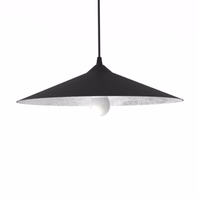 LUMICOM – CHAPEAU Suspension, 1XE27, max 42W, métal, noir mat/feuille argent, D40cm