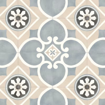 Sol Vinyle Carreaux de ciment Florence Beige – Rouleau de 4m x 11m