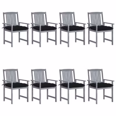 vidaXL Lot de 8 Chaises de Jardin avec Coussins, Sièges de Terrasse, Chaises de Salle à Manger, Meubles de Patio Extérieur, 307825
