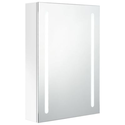 Armoire Murale à miroir LED, Armoire de Toilette, Meuble Salle de Bain Blanc brillant 50x13x70cm