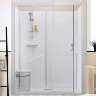 Cabine de douche Kinedo Kinemagic Sérénité Plus 120×80 niche mixte coulissante transparent thermostatique