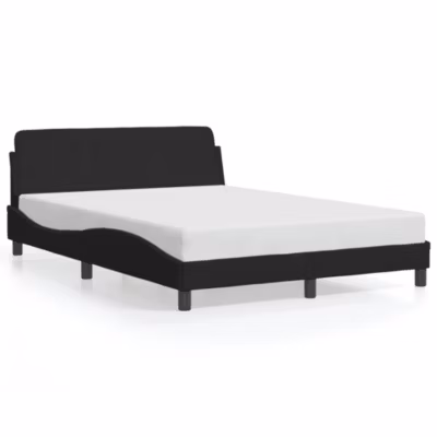 Lit double, Lit adulte, Cadre de lit Dover noir 140×200 cm velours