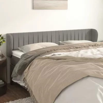 vidaXL Tête de lit avec oreilles Gris clair 183x23x78-88 cm Velours3117442