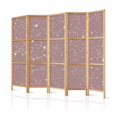 Paravent japonais -Constellations artistiques et étoiles aux tons pastel
