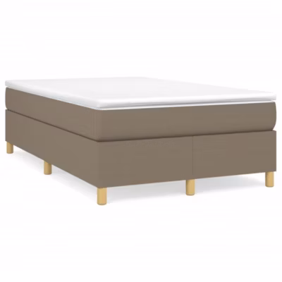 Lit double, Lit adulte, Cadre de lit à ressorts taupe 120×200 cm tissu
