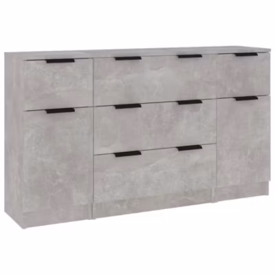 3115823 vidaXL Ensemble de buffets 3 pcs Gris béton Bois d&rsquo;ingénierie