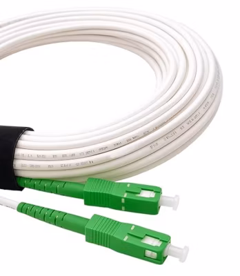 Elfcam – Câble Fibre Optique SC-APC à SC-APC – 20m (Blanc), Jarretière Renforcée 9/125um, Blindé, Compatible Livebox