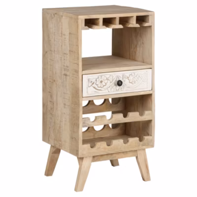 Meuble à vin WOMO-DESIGN 45x90x40cm rustique bois massif tropical artisanal rangement de bar salon