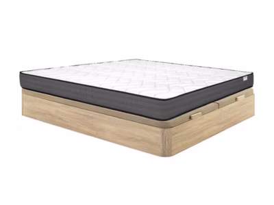 Ensemble 180 x 200 cm sommier coffre naturel clair + matelas ressorts ensachés ép.20cm – AMBRACIE de YSMÉE