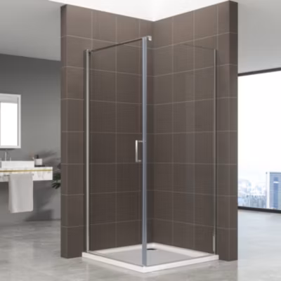 Cabine de douche 100 x 100 cm HELENA H.190 porte battante verre 6 mm transparent, chromé SANIVERRE