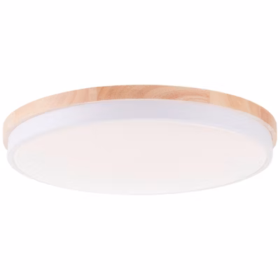 BAARLO Plafonnier blanc mat/bois LED intégrée 36W métal/bois/plastique ampoule incluse