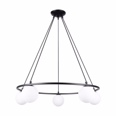 Lustre en acier/verre 5 lampes 80x80x98cm Sollux