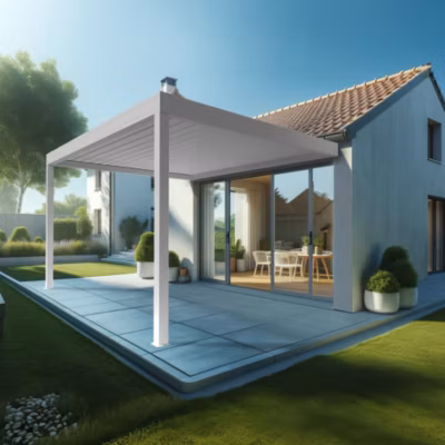 Pergola Bioclimatique AVANOA 3,00×3,038 M Vérin à Télécommande (Blanc)