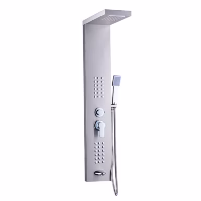 Colonne de douche hydromassante LULY 4 jets + 1 robinet Gris – Saniverre