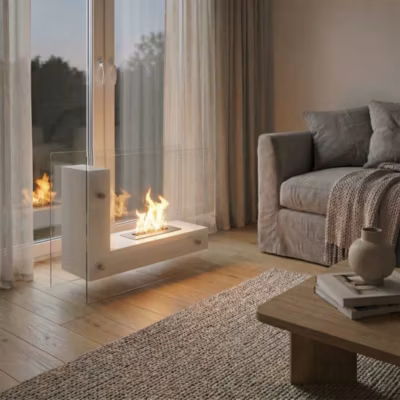 Cheminée éthanol Luna – Blanc – 2.4L / 4.5kW