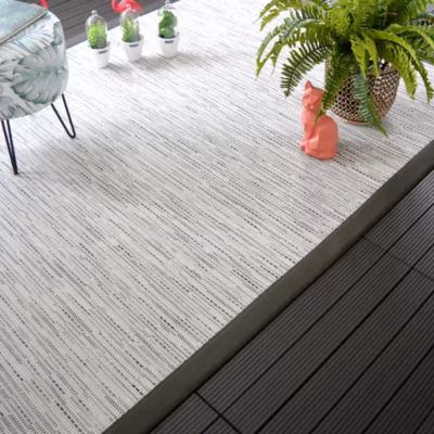 Tapis intérieur / extérieur – Bornéo blanc – Ganse anthracite – 80 x 150 cm