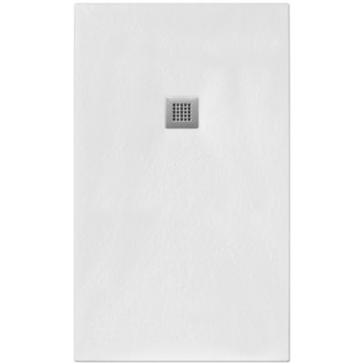Receveur de Douche 70X135 cm Ligne Vulcano Fin Blanc en Résine Synthétique et Poudre de Marbre Avec Drain Libre FRASCIO