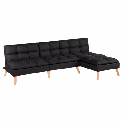 Banquette convertible angle réversible et modulable tissu noir – KURT