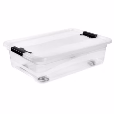 Boîte de rangement sous lit avec roulettes 28 litres