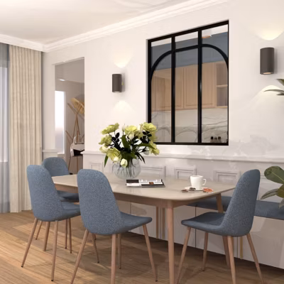Verrière aluminium 3 vitrages clair, 2 arches et 1 traverse horizontale décorative – Noir