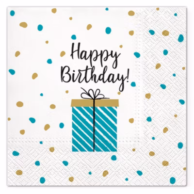 20 serviettes en papier 33 x 33 cm Happy birthday