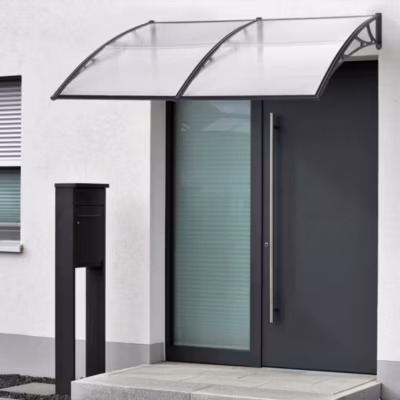 Auvent de Porte d&rsquo;Entrée Mellerud 240 x 80 cm Noir Transparent en.casa