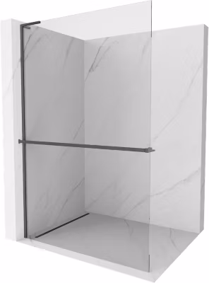 Mexen Kioto+ L paroi de douche avec étagère Walk-in 95 x 200 cm, transparent, gris canon brossé – 800-095-123-66-00