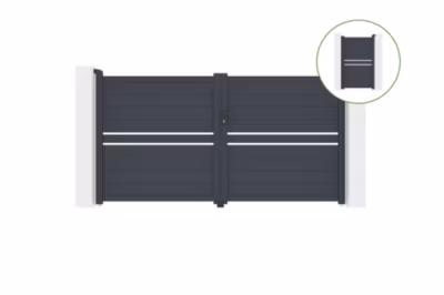 Portail battant 3m CIMONE H.160cm alu + portillon CIMONE H160 GRIS