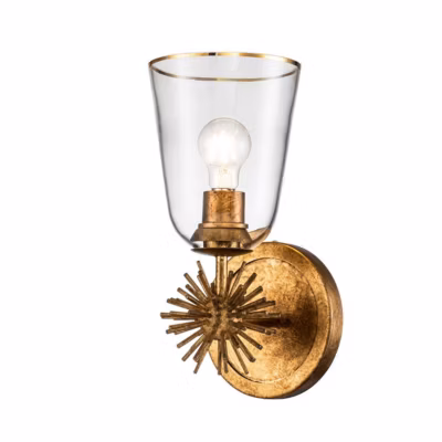 Elstead Staring Applique murale contemporaine en or vieilli, abat-jour en verre, 1 culot E27