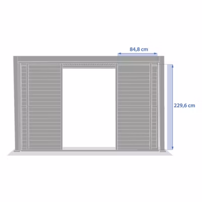 Persienne coulissante pour pergola bioclimatique Evora – 1/3 coté – 3,4 x 2,3m Blanc – Hespéride