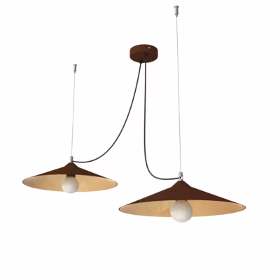 LUMICOM – COLOMBO Suspension, 2XE27, max 42W, métal, marron corten/ feuille d&rsquo;or, D.40cm