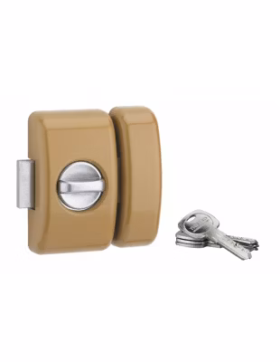 Verrou à bouton Universel pour porte d&rsquo;entrée, cylindre 45mm, acier, 4 clés, epoxy bronze – THIRARD