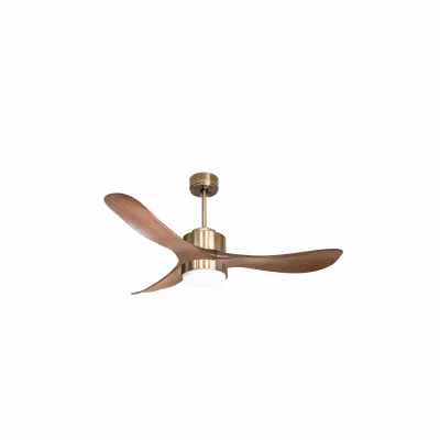 Modulo Regular Exterior – un ventilateur pour extérieur IP44, DC 132 cm Laiton pales abs marron Lumière dimmable 20 à 35 m²