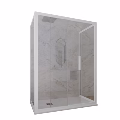 Cabine parois de douche 3 côtés coulissantes 90x120x90 cm H 200 en PVC Blanc Verre Transparent mod. Glax 3 lati