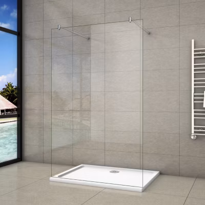 Paroi de douche à l&rsquo;italienne 2 côtés ouvrants – Verre 8mm anticalcaire – 2 barres de fixation 70-120 cm – 68×200 cm