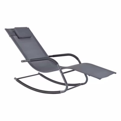 Bain de Soleil à Bascule Caracena Acier Textile 147 x 63 x 89 cm Gris Foncé en.casa