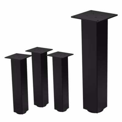 Lot de 4 pieds de table ML-Design H42 cm noir brillant en acier profil carré 8×8 cm I-design