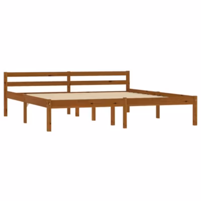 Lit double, Lit adulte, Cadre de lit sans matelas marron miel pin massif 160×200 cm