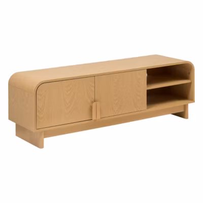 Meuble bas 2 portes 1 étagères Lee beige 140x40cm – Atmosphera