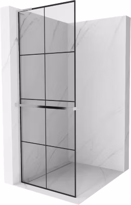 Mexen Kioto+ L paroi de douche avec étagère Walk-in 80 x 200 cm, grille noire, chrome – 800-080-123-01-77