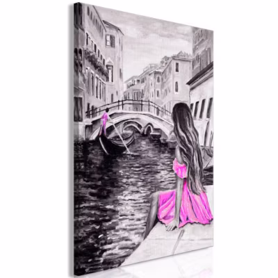 Tableau Villes Far Dreams (1 Part) Vertical Pink 60×90 cm