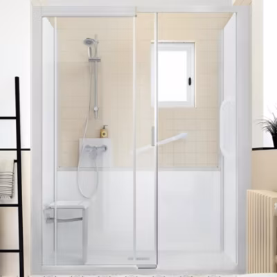 Cabine de douche Kinedo Kinemagic Design 170×90 niche basse porte coulissante transparent thermostatique