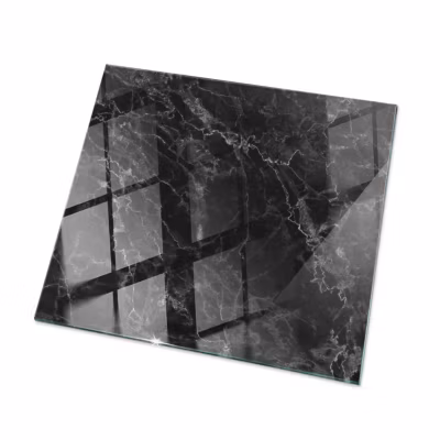 Dessus de table en verre trempé Wallfluent 50×50 cm Motif de marbre veiné